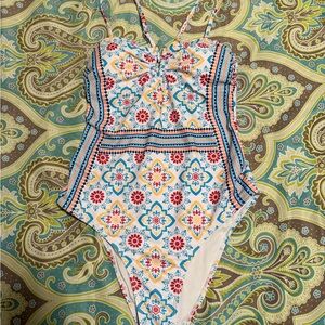 Cupshe Floral Patterned One Piece Swimsuit - Multicolor